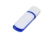 USB 2.0- флешка на 32 Гб с цветными вставками (белый, синий)
