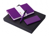 Подарочный набор COLOR IT c блокнотом, ручкой и повербанком, 5000 mAh (фиолетовый, фиолетовый, фиолетовый)