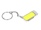USB 2.0- флешка на 32 Гб с выдвижным механизмом и мини чипом (желтый, серебристый)