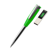 Ручка металлическая Memphys c флешкой, зеленый