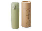 Вакуумная термокружка c кнопкой Guard, soft-touch, 400 мл, тубус (оливковый)
