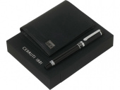 Подарочный набор: портмоне, ручка-роллер (черный, серебристый)
