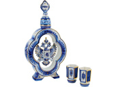 Набор Герб России: штоф для водки с двумя стопками (белый, синий)
