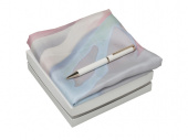 Подарочный набор Bagatelle: шелковый платок, ручка шариковая (белый, разноцветный)