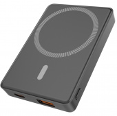 Магнитный внешний аккумулятор Magnetic с беспроводной зарядкой (5W), 5000 Mah, черный