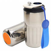 Термокружка Ashly To Go, серебристая/синяя/оранжевая