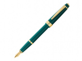 Ручка перьевая Bailey Light Polished Green Resin and Gold Tone, перо F (зеленый)