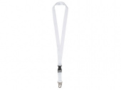 Ланъярд под сублимацию с карабином и межуровневым замком, 2,5 см (белый, черный)