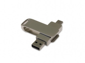 USB 3.0- флешка на 16 Гб с поворотным механизмом и дополнительным разъемом Type-C (серый)