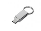 USB 2.0- флешка Mercury на 64 Гб с поворотным механизмом и дополнительным разъемом Type-C (серебристый)