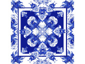 Платок Гжель (синий, голубой, белый)