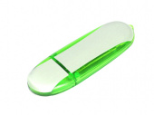 USB 2.0- флешка промо на 32 Гб овальной формы (зеленый, серебристый)