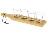 Набор стопок на бамбуковой подставке Shots (прозрачный, натуральный)