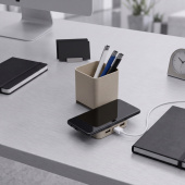 Настольный органайзер Cubic с функциями USB-хаба и беспроводной зарядки (натуральный)