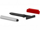 Ручка-стилус шариковая Robo с очистителем экрана (черный, красный, серебристый)