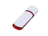 USB 2.0- флешка на 4 Гб с цветными вставками (белый, красный)