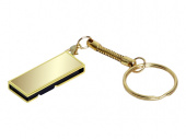 USB 2.0- флешка на 32 Гб с поворотным механизмом и зеркальным покрытием (золотистый)