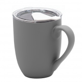 Кружка с крышкой Velvet Duo, софт-тач, тёмно-серая/белая