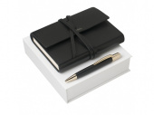 Подарочный набор: блокнот A6, ручка шариковая (черный, золотистый)