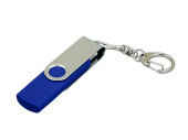 USB 2.0- флешка на 32 Гб с поворотным механизмом и дополнительным разъемом Micro USB (синий, серебристый)