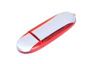 USB 2.0- флешка промо на 32 Гб овальной формы (серебристый, красный)