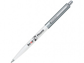 Ручка пластиковая шариковая Point Polished Metal (серебристый, белый)