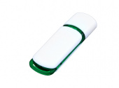 USB 2.0- флешка на 16 Гб с цветными вставками (зеленый, белый)