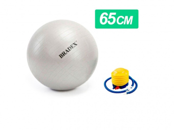 Мяч для фитнеса Fitball 65 с насосом (серебристый)