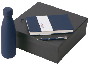 Подарочный набор Color it с блокнотом, металлической ручкой и термобутылкой (темно-синий, темно-синий, темно-синий)