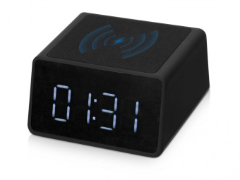 Беспроводная колонка с часами и функцией беспроводной зарядки Sentry (черный)