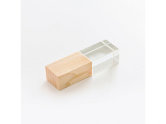 USB 2.0- флешка на 32 Гб кристалл дерево (натуральный, прозрачный)