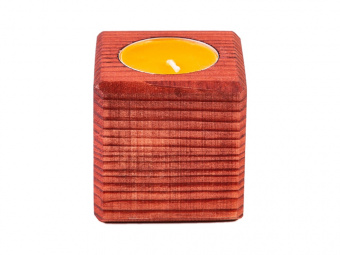 Свеча в декоративном подсвечнике Апельсин (красное дерево)