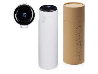 Вакуумная термокружка с индикатором и медной изоляцией Bravo, тубус, 400 мл (белый)