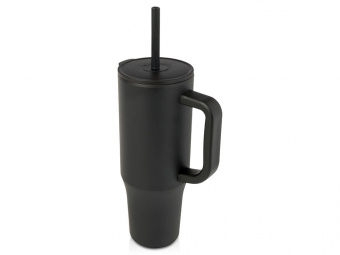 Герметичная термокружка Brady с силиконовой трубочкой, переработанная сталь, 900 мл (черный)