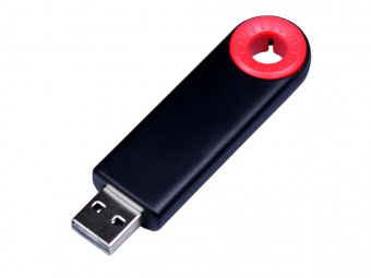 USB 2.0- флешка промо на 8 Гб прямоугольной формы, выдвижной механизм (черный, красный)