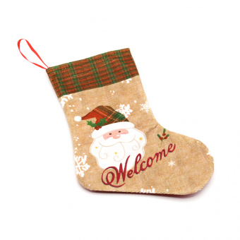 Сапожок подарочный новогодний №3 (дед мороз коричнево-белый)