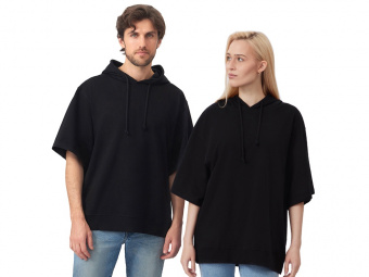 Худи оверсайз с коротким рукавом Warsaw унисекс (черный)