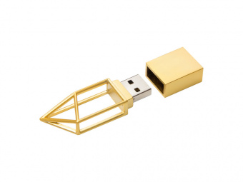USB 2.0- флешка на 16 Гб Геометрия (золотистый)