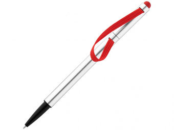 Ручка пластиковая шариковая Stretch (красный, серебристый)
