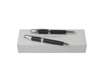 Подарочный набор Embrun: ручка роллер, ручка шариковая (черный, серебристый)