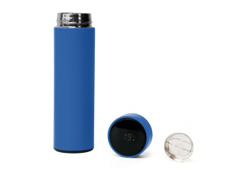Термос FAMILY MARK LED, индикатор, soft touch (синий, синий)