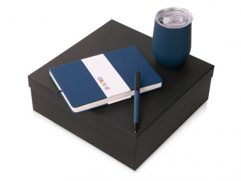 Подарочный набор COLOR IT c блокнотом, ручкой и термокружкой (темно-синий, темно-синий, темно-синий)