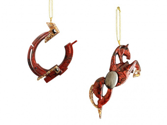 Набор елочных игрушек: Лошадь, Подкова (красный)