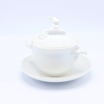 Бульонница &quot;Кролик - Везунчик&quot; с тарелкой, 425 мл, Белый