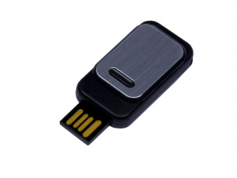 USB 2.0- флешка промо на 8 Гб прямоугольной формы, выдвижной механизм (черный)