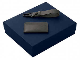 Подарочный набор Long River: картхолдер, ремешок для ключей (черный, синий) Подарочный набор Long River: картхолдер, ремешок для ключей (черный, синий)