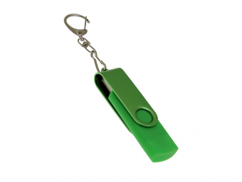 USB 2.0- флешка на 16 Гб с поворотным механизмом и дополнительным разъемом Type-C (зеленый)