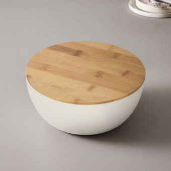 Салатник из натуральных волокон с бамбуковой крышкой Bowl (бежевый)