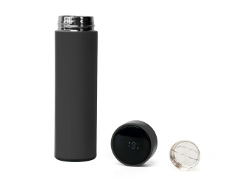 Термос FAMILY MARK LED, индикатор, soft touch (серый)