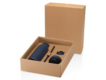 Бутылка Illuminate с вакуумной изоляцией и 3 крышками (navy)